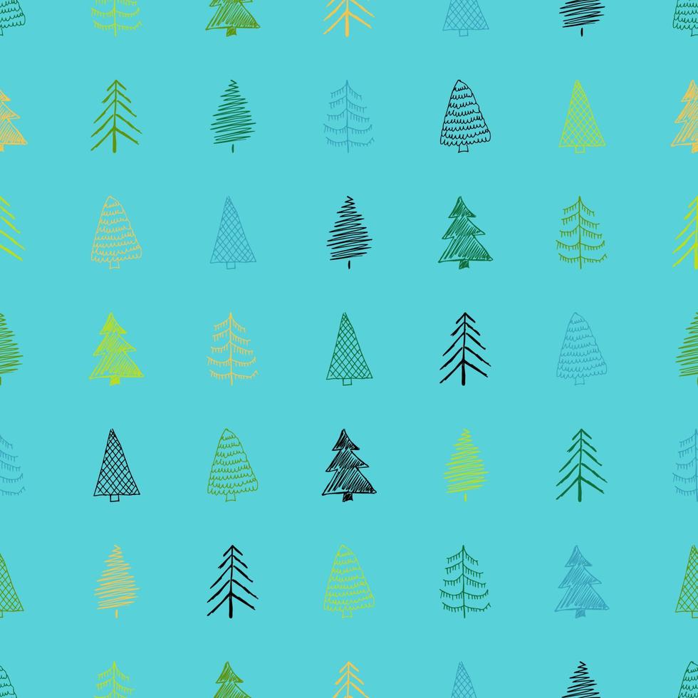 naadloos patroon met hand- getrokken Kerstmis bomen. geschetst sparren. winter vakantie tekening elementen. vector illustratie