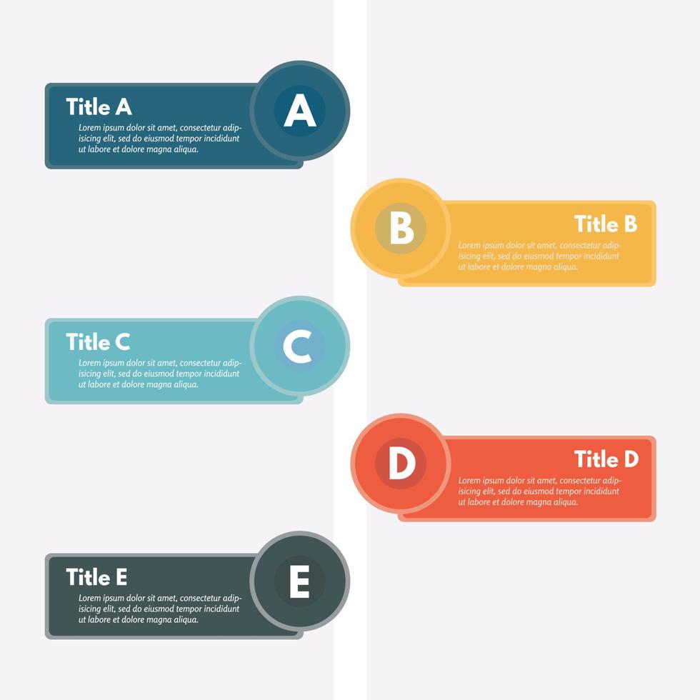 vijf stappen infographic ontwerp elementen. stap door stap infographic ontwerp sjabloon. vector illustratie