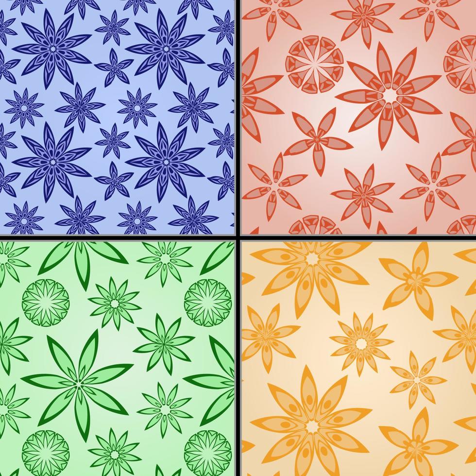 reeks van drie bloem naadloos patroon vector