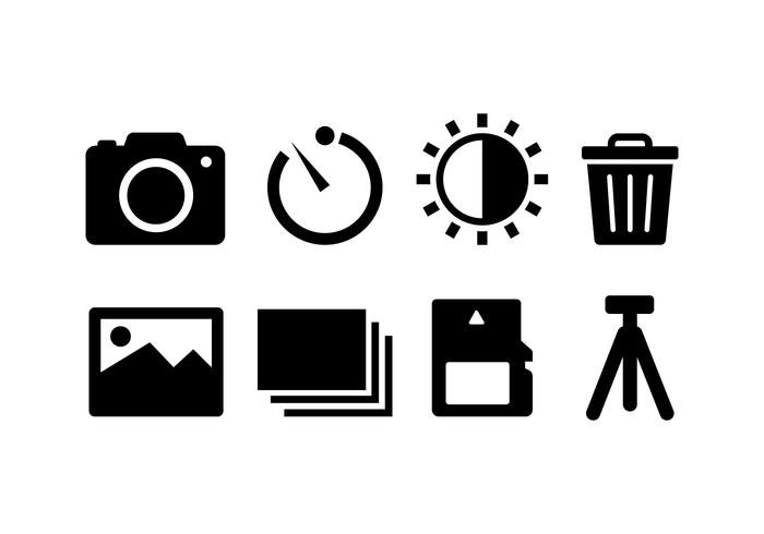 Camera instelling en accessoires iconen vector
