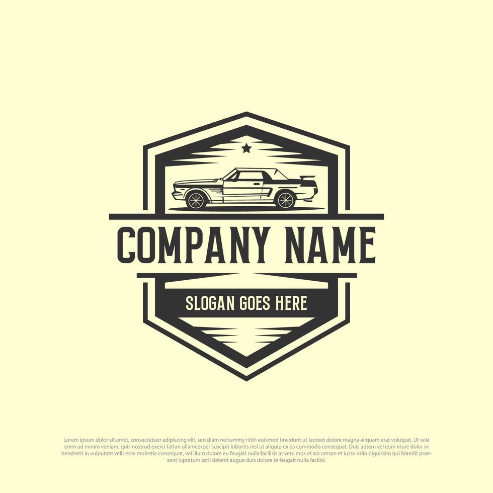 klassiek auto logo illustraties, retro auto garage premie concept logo vector