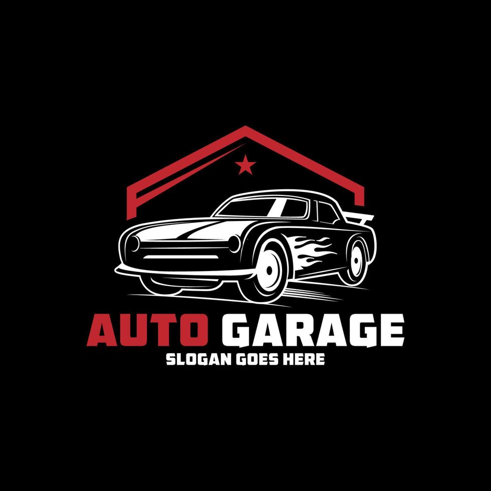 auto garage retro logo ontwerp, automotive reparatie logo sjabloon met rustiek, vintage, retro stijl vector