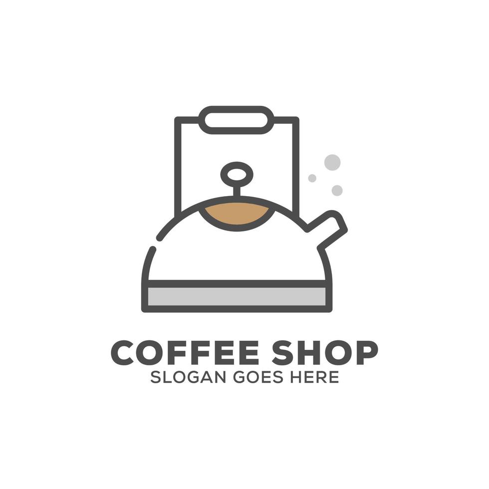 vlak ontwerp waterkoker logo inspiratie, kan gebruikt koffie winkel of cafe en bar logo sjabloon vector