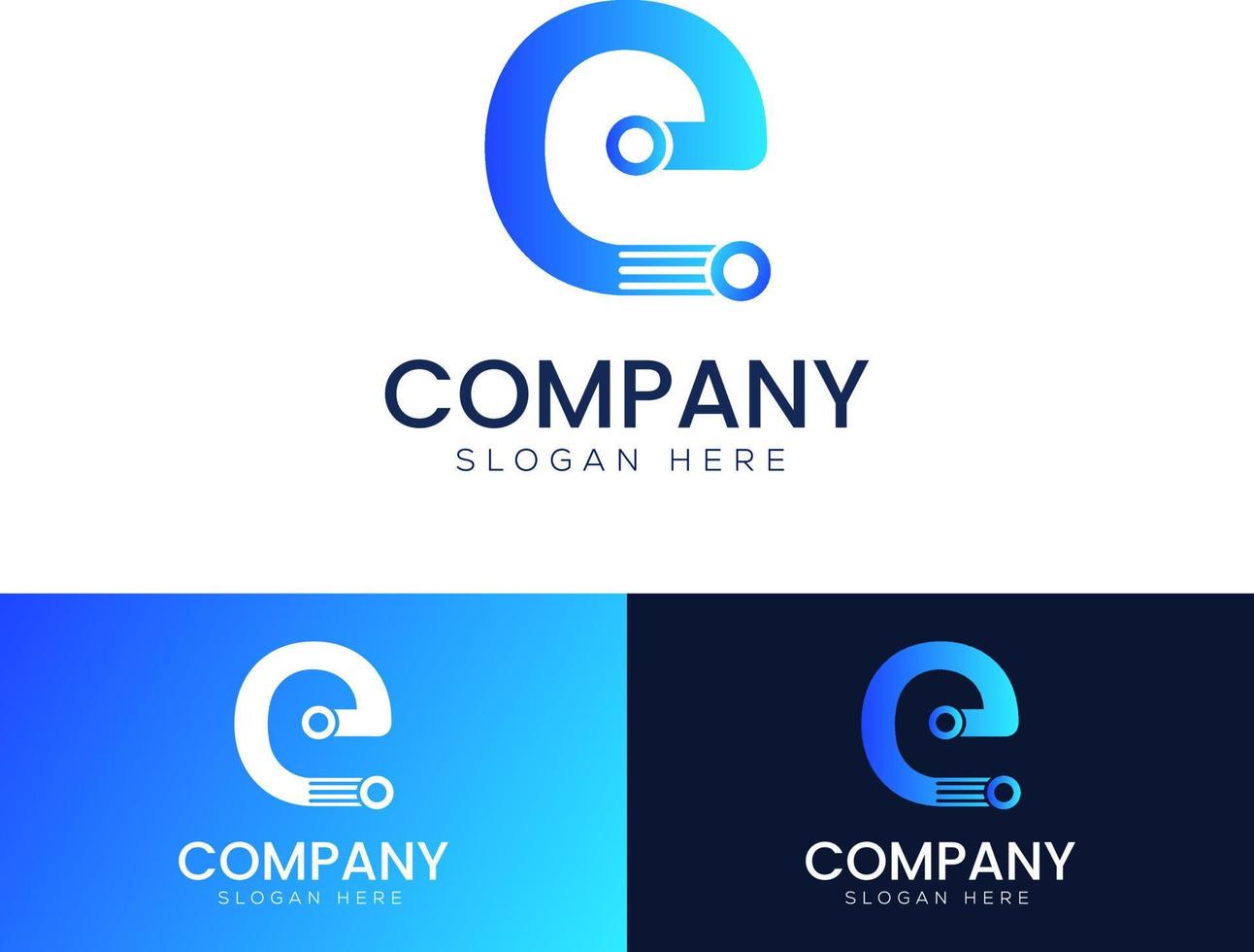 eerste e logo met technologie. modern elegant logo, bedrijf technologie vector logotype ontwerp sjabloon. creatief concept icoon. zakelijke tech bedrijf identiteit.