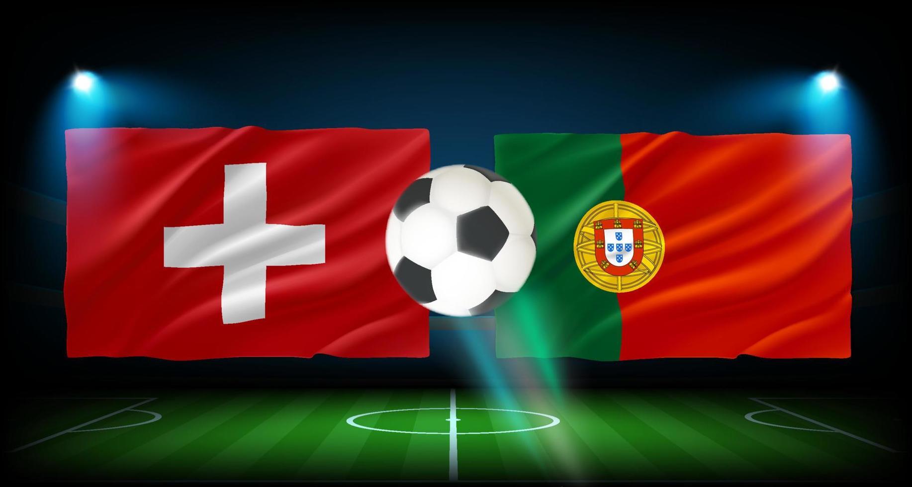 bij elkaar passen tussen Zwitserland en Portugal teams. 3d vector concept