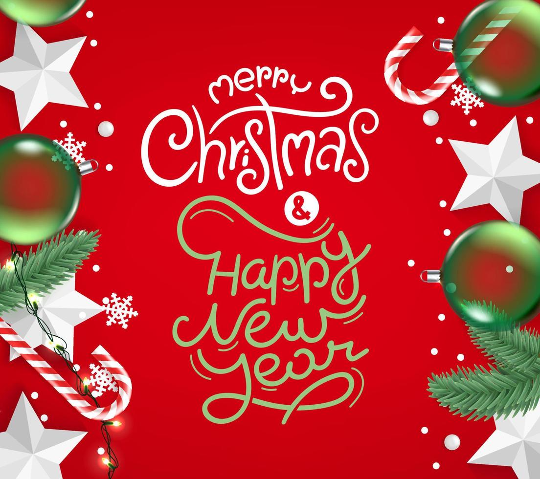 Kerstmis groet kaart met belettering logo. 3d illustratie vector