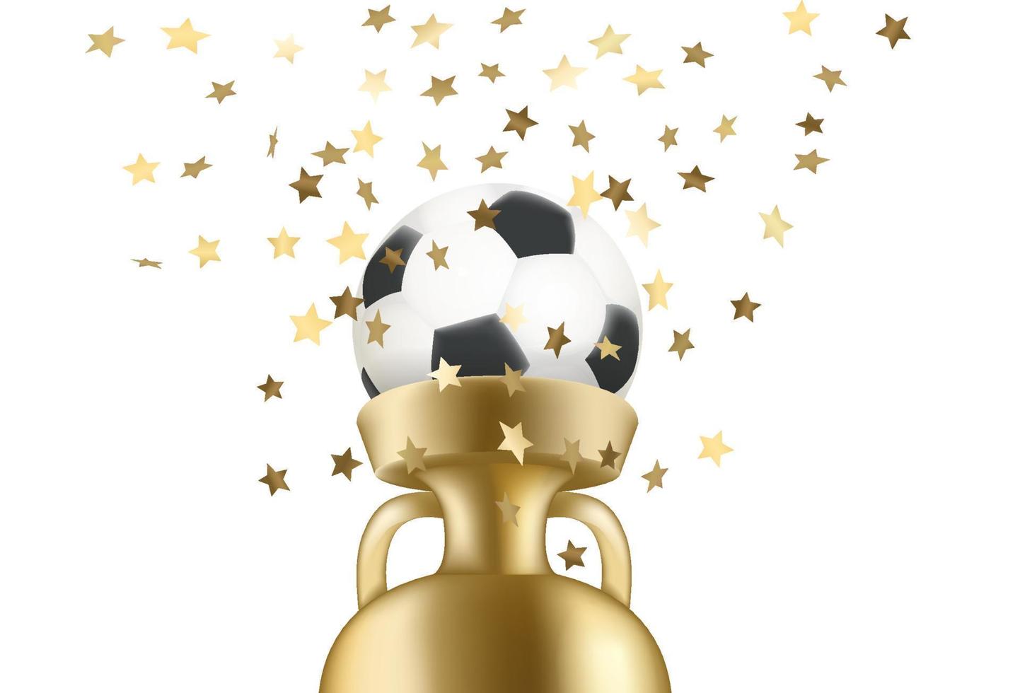 winnaar van de spel concept. voetbal bal met gouden prijs. 3d vector illustratie