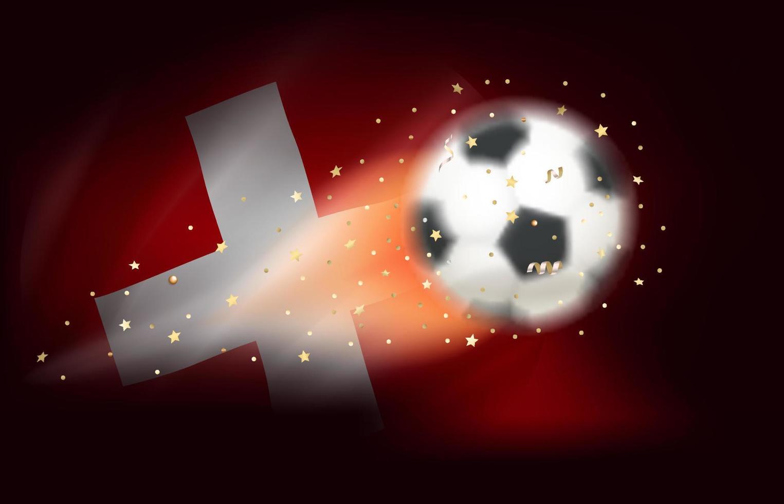 vliegend voetbal bal met vlag van Zwitserland. 3d vector illustratie
