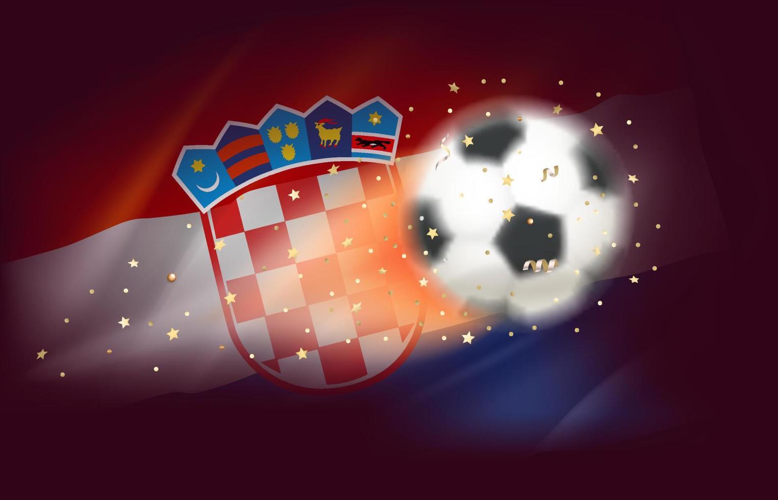 vliegend voetbal bal met vlag van Kroatië. 3d vector illustratie