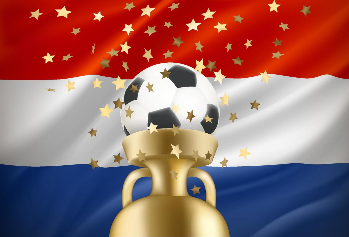 Nederland is de winnaar van de spel. voetbal bal met gouden prijs en nationaal vlag. 3d vector illustratie