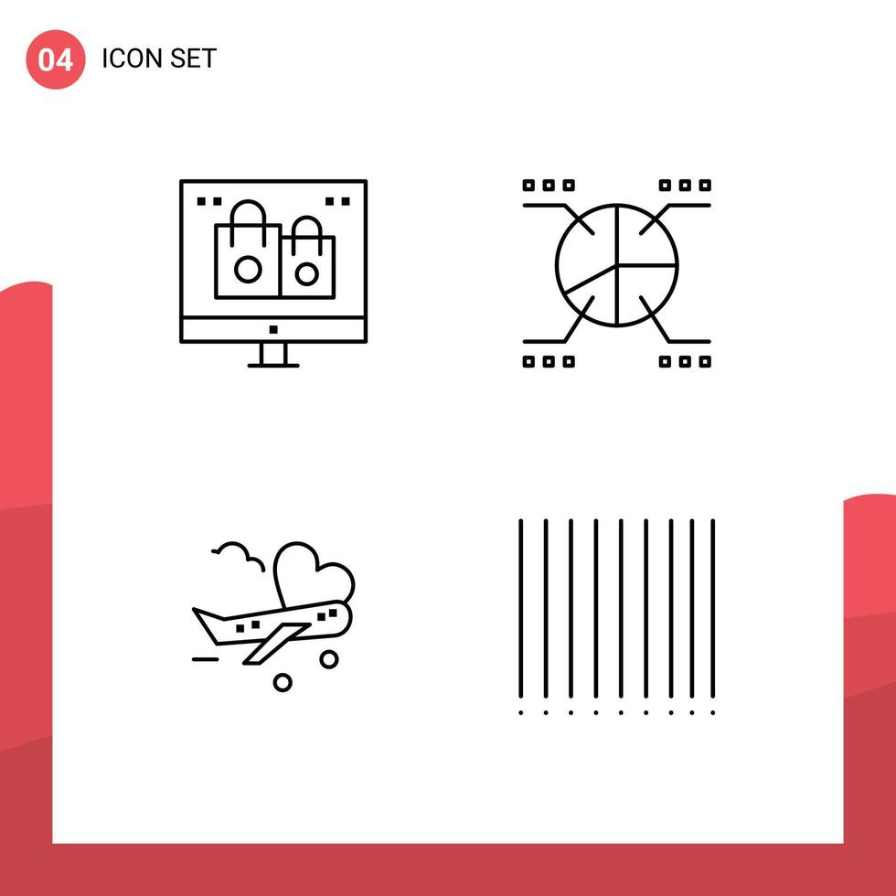 reeks van 4 modern ui pictogrammen symbolen tekens voor doos vlieg geschenk grafisch vlak bewerkbare vector ontwerp elementen