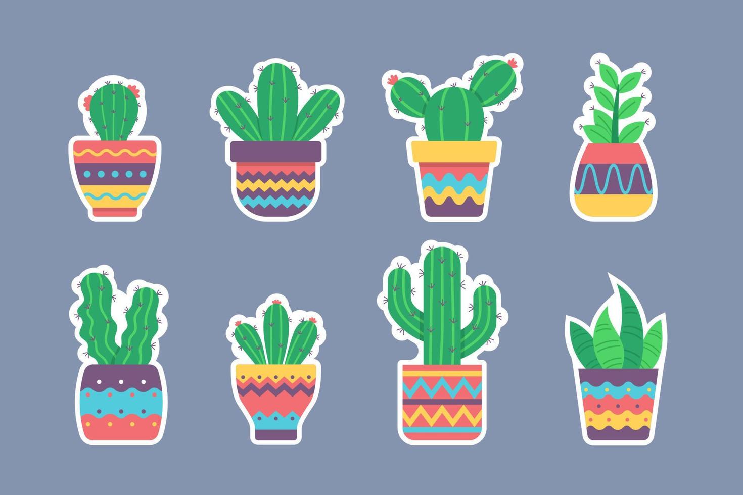 cactus en vetplanten stickers verzameling reeks vector