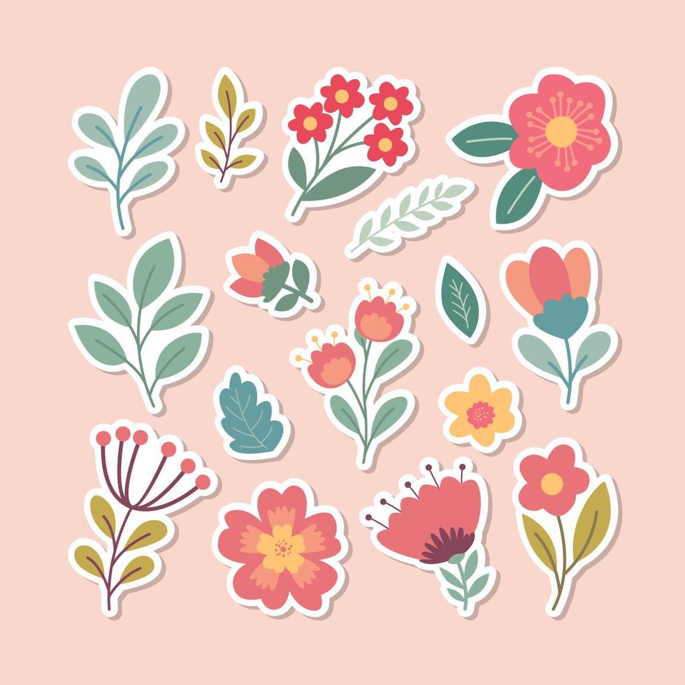 voorjaar bloemen en bloeiend bloem sticker vector