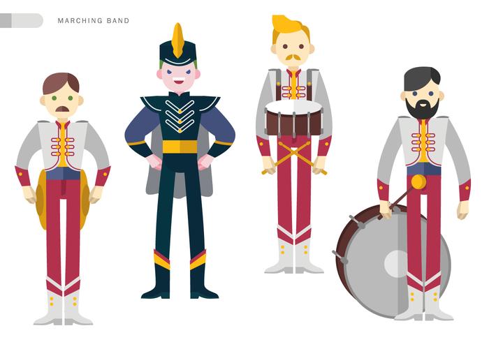 Marching Band Squad Vector Platte Illustratie