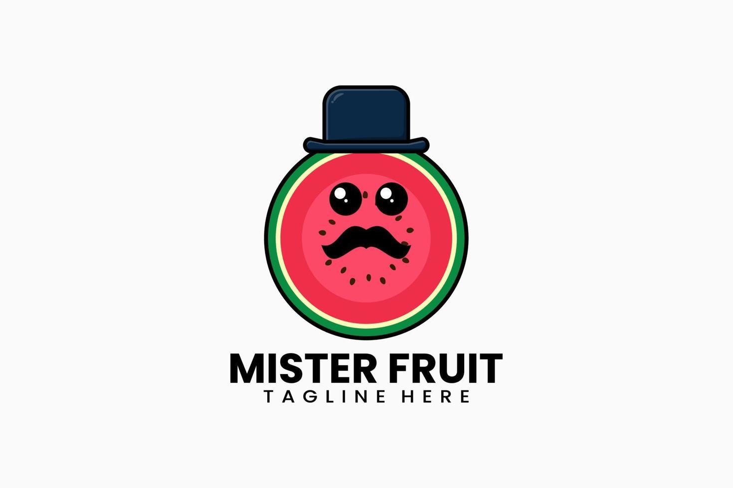 vlak modern sjabloon meneer watermeloen logo vector