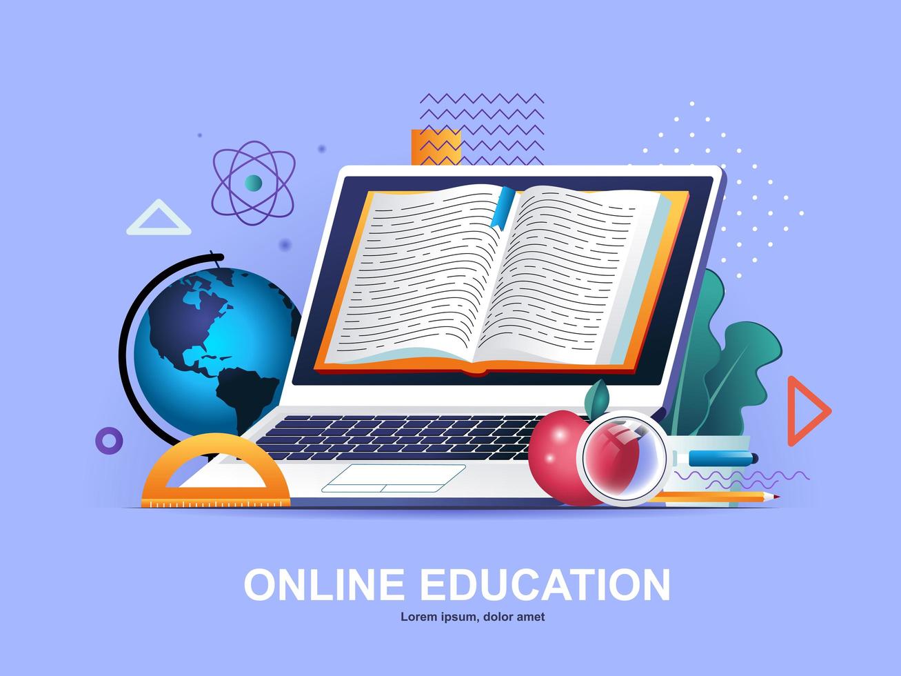 online onderwijs plat concept met hellingen vector