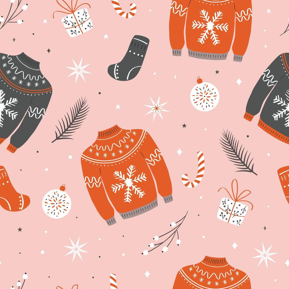 Kerstmis naadloos patroon met lelijke truien vector
