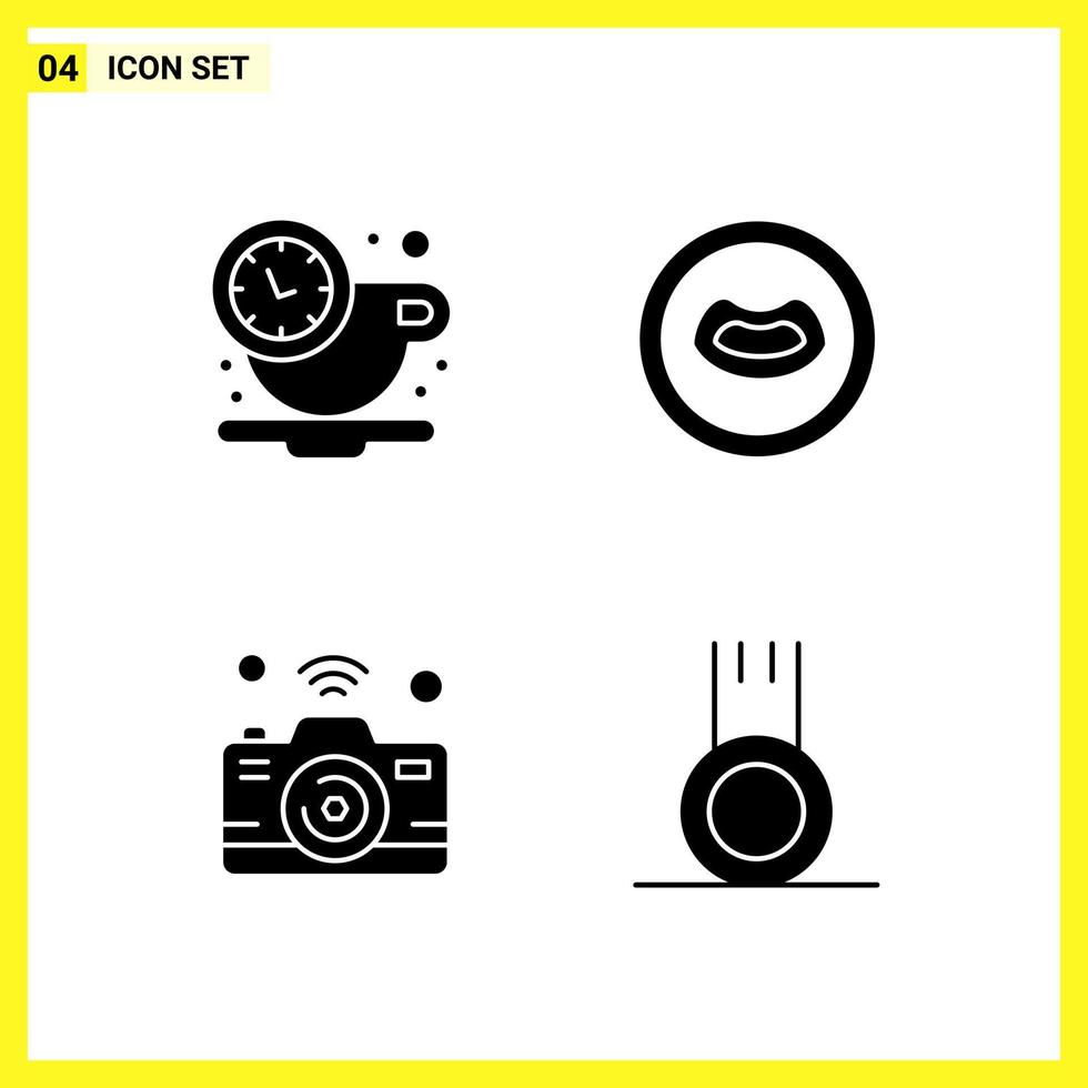 4 icoon reeks gemakkelijk solide symbolen glyph teken Aan wit achtergrond voor website ontwerp mobiel toepassingen en afdrukken media creatief zwart icoon vector achtergrond