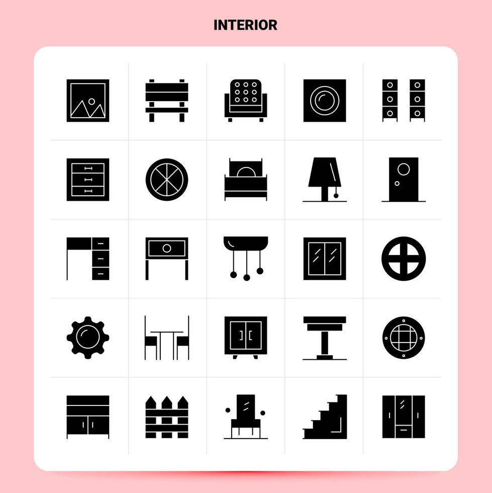 solide 25 interieur icoon reeks vector glyph stijl ontwerp zwart pictogrammen reeks web en mobiel bedrijf ideeën ontwerp vector illustratie