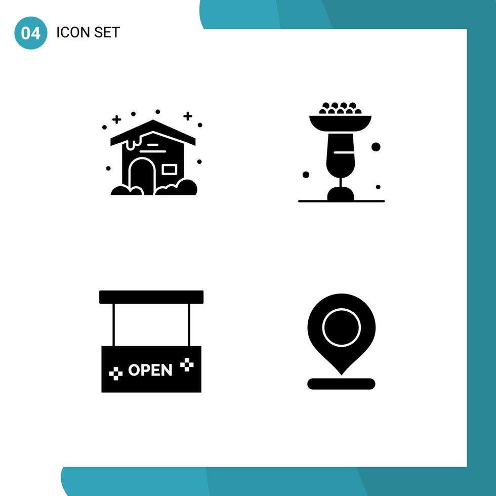 pictogram reeks van gemakkelijk solide glyphs van huis bord bakken bekers Open salon bewerkbare vector ontwerp elementen