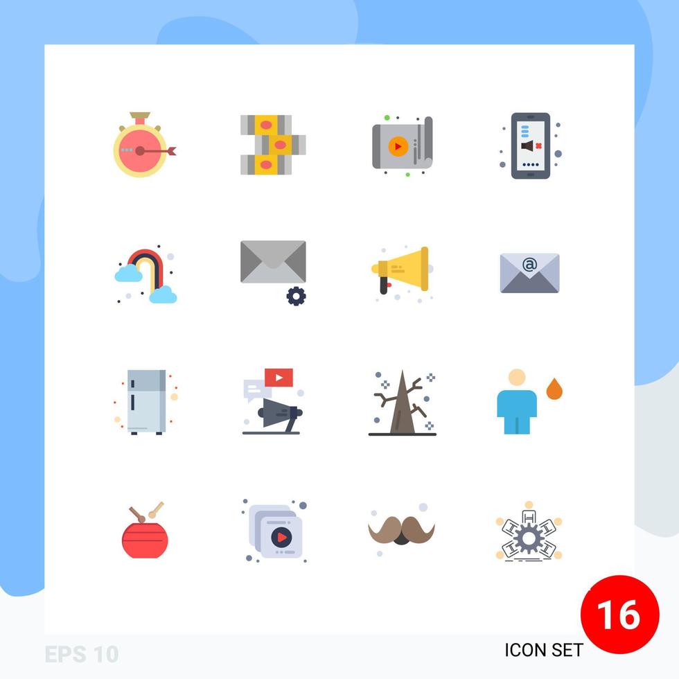 16 vlak kleur concept voor websites mobiel en apps regen telefoon app onderwijs app bewerkbare pak van creatief vector ontwerp elementen