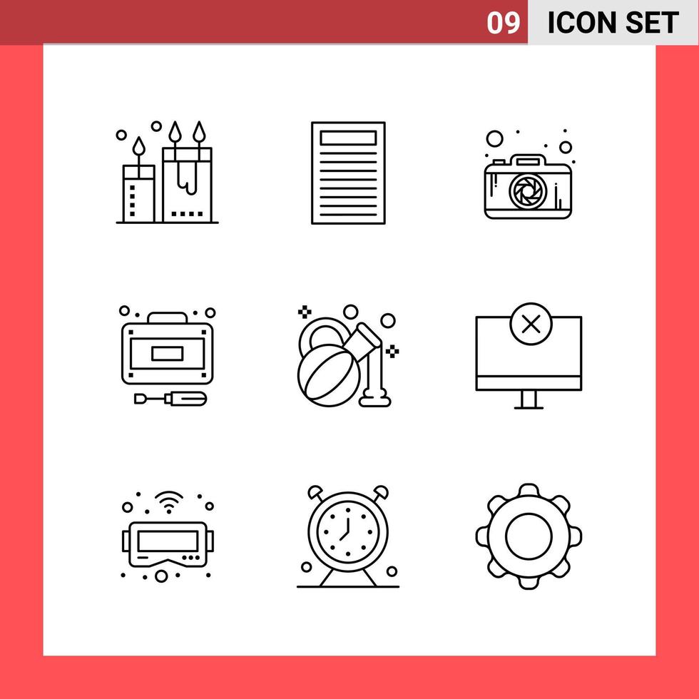 9 icoon pak lijn stijl schets symbolen Aan wit achtergrond gemakkelijk tekens voor algemeen ontwerpen creatief zwart icoon vector achtergrond