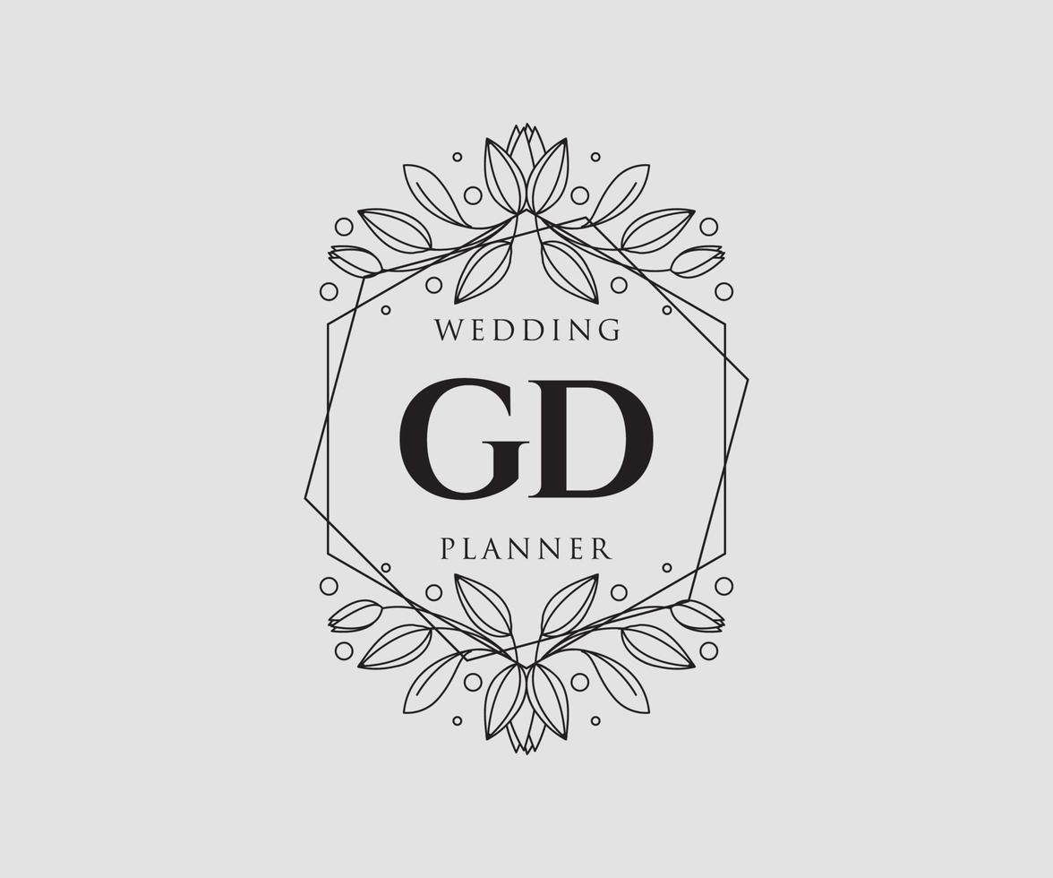 gd initialen brief bruiloft monogram logos verzameling, hand- getrokken modern minimalistisch en bloemen Sjablonen voor uitnodiging kaarten, opslaan de datum, elegant identiteit voor restaurant, boetiek, cafe in vector