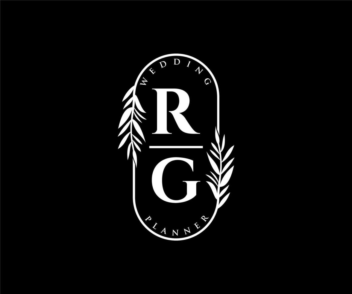 rg initialen brief bruiloft monogram logos verzameling, hand- getrokken modern minimalistisch en bloemen Sjablonen voor uitnodiging kaarten, opslaan de datum, elegant identiteit voor restaurant, boetiek, cafe in vector