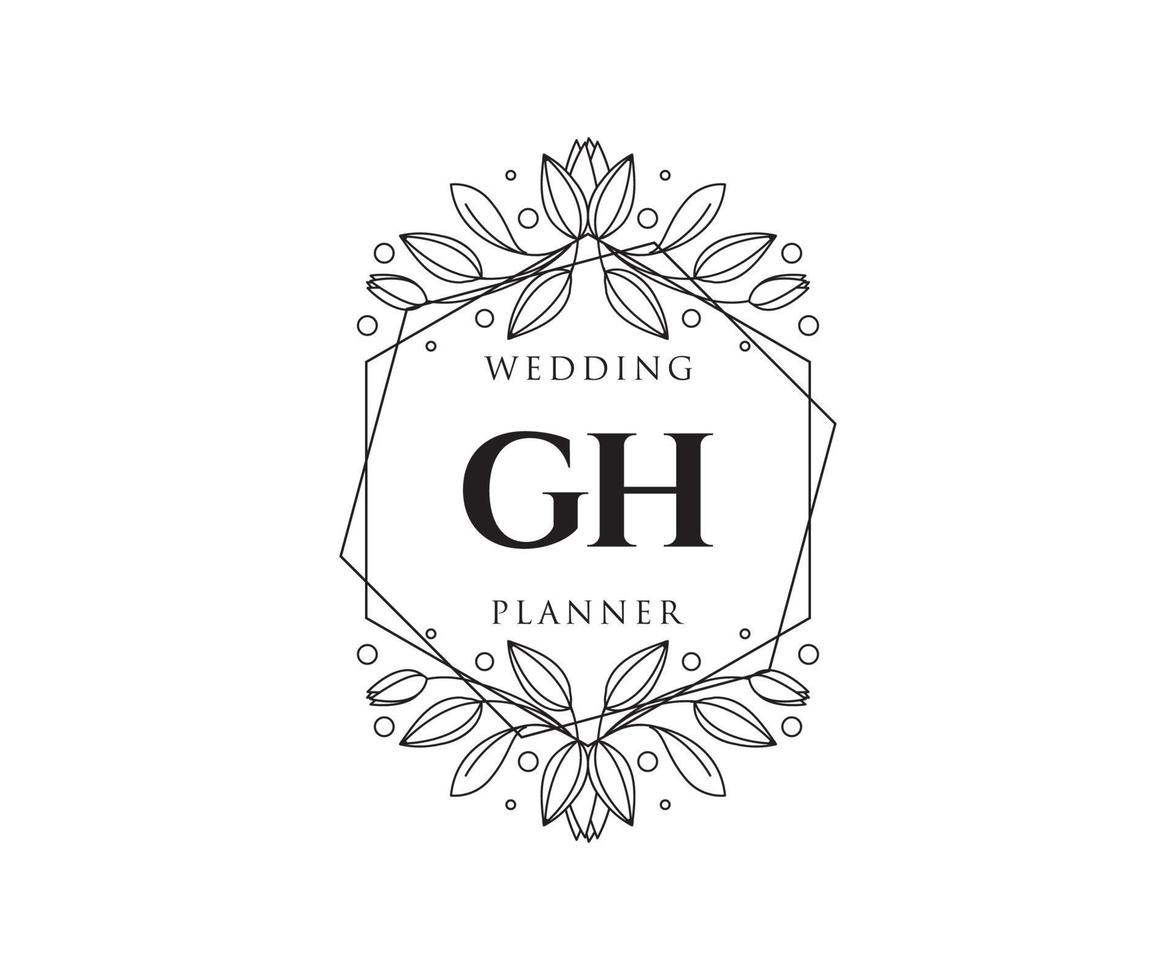 gh initialen brief bruiloft monogram logos verzameling, hand- getrokken modern minimalistisch en bloemen Sjablonen voor uitnodiging kaarten, opslaan de datum, elegant identiteit voor restaurant, boetiek, cafe in vector