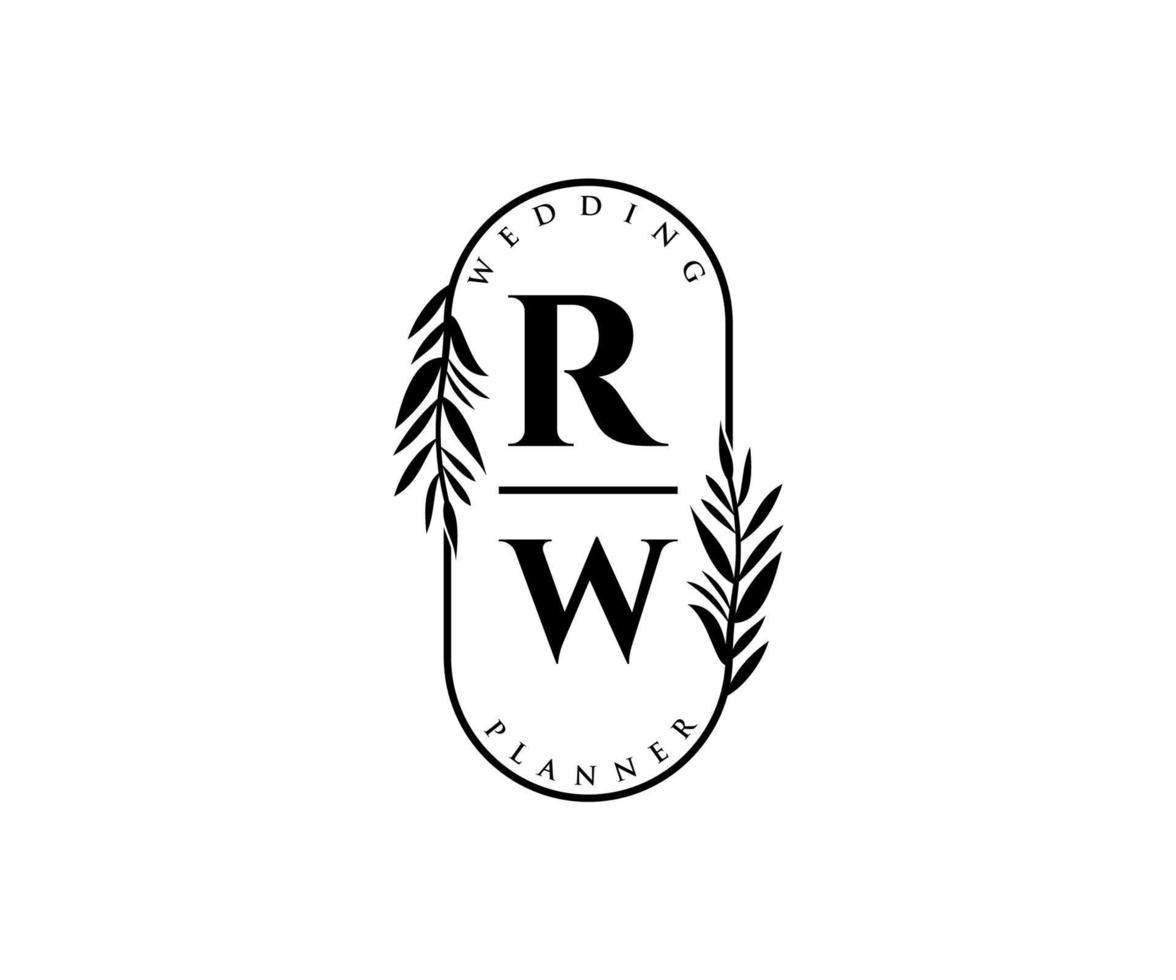 rw initialen brief bruiloft monogram logos verzameling, hand- getrokken modern minimalistisch en bloemen Sjablonen voor uitnodiging kaarten, opslaan de datum, elegant identiteit voor restaurant, boetiek, cafe in vector