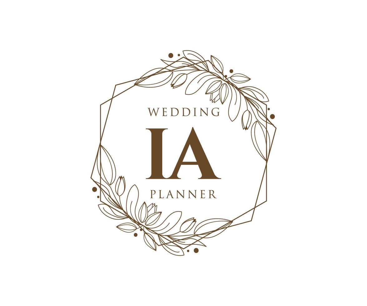 IA initialen brief bruiloft monogram logos verzameling, hand- getrokken modern minimalistisch en bloemen Sjablonen voor uitnodiging kaarten, opslaan de datum, elegant identiteit voor restaurant, boetiek, cafe in vector