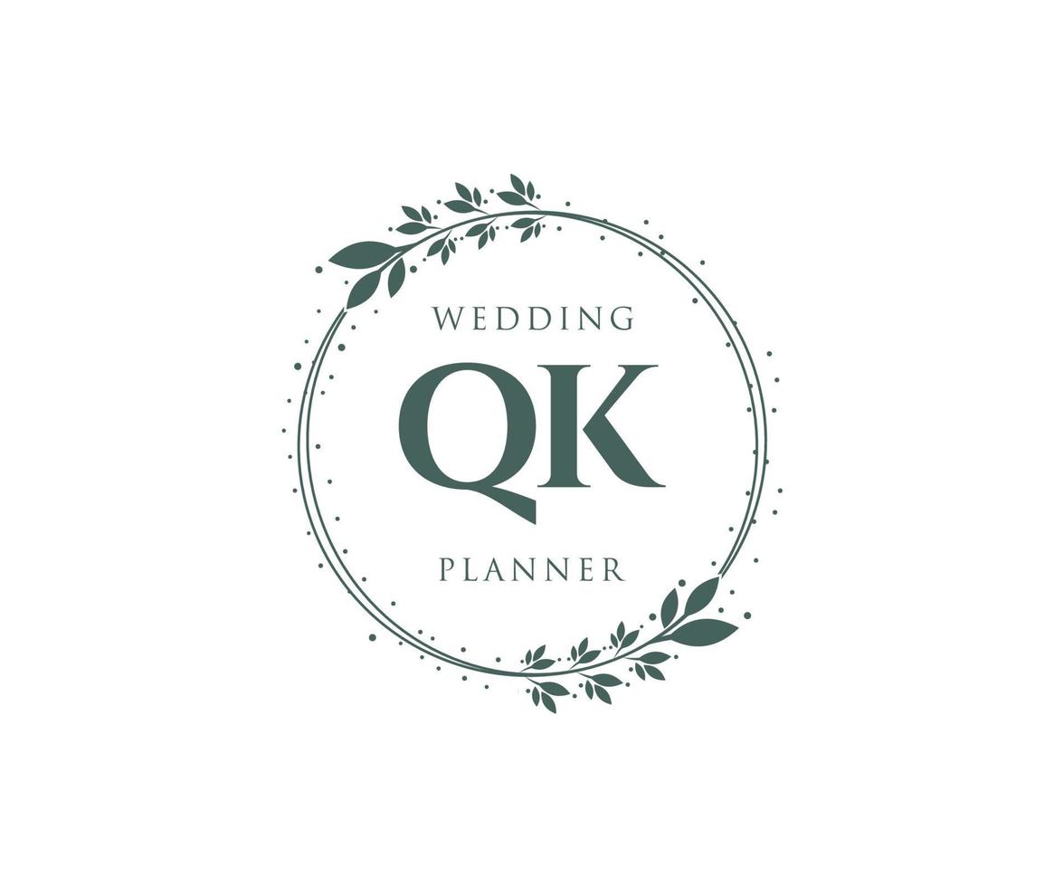 qk initialen brief bruiloft monogram logos verzameling, hand- getrokken modern minimalistisch en bloemen Sjablonen voor uitnodiging kaarten, opslaan de datum, elegant identiteit voor restaurant, boetiek, cafe in vector