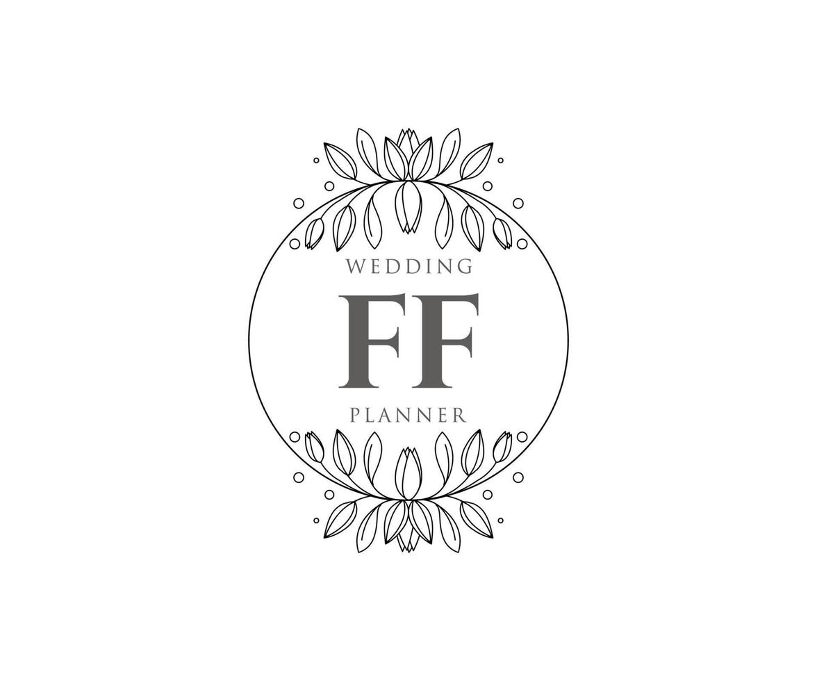 ff initialen brief bruiloft monogram logos verzameling, hand- getrokken modern minimalistisch en bloemen Sjablonen voor uitnodiging kaarten, opslaan de datum, elegant identiteit voor restaurant, boetiek, cafe in vector