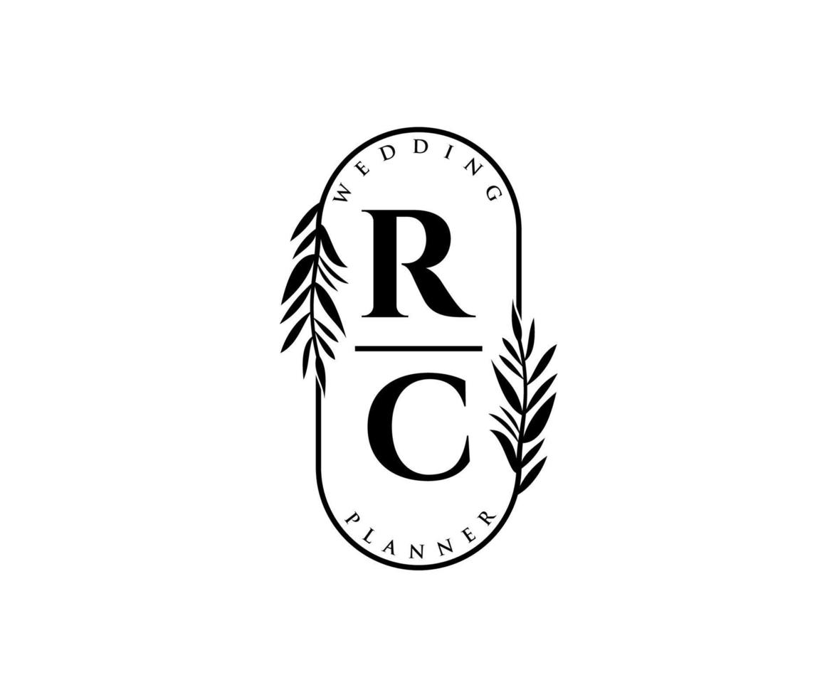 rc initialen brief bruiloft monogram logos verzameling, hand- getrokken modern minimalistisch en bloemen Sjablonen voor uitnodiging kaarten, opslaan de datum, elegant identiteit voor restaurant, boetiek, cafe in vector