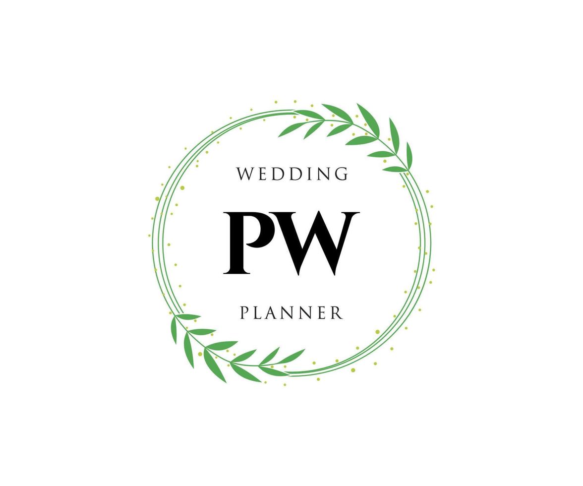 pw initialen brief bruiloft monogram logos verzameling, hand- getrokken modern minimalistisch en bloemen Sjablonen voor uitnodiging kaarten, opslaan de datum, elegant identiteit voor restaurant, boetiek, cafe in vector