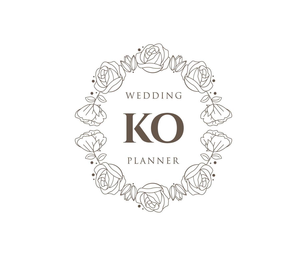 ko initialen brief bruiloft monogram logos verzameling, hand- getrokken modern minimalistisch en bloemen Sjablonen voor uitnodiging kaarten, opslaan de datum, elegant identiteit voor restaurant, boetiek, cafe in vector