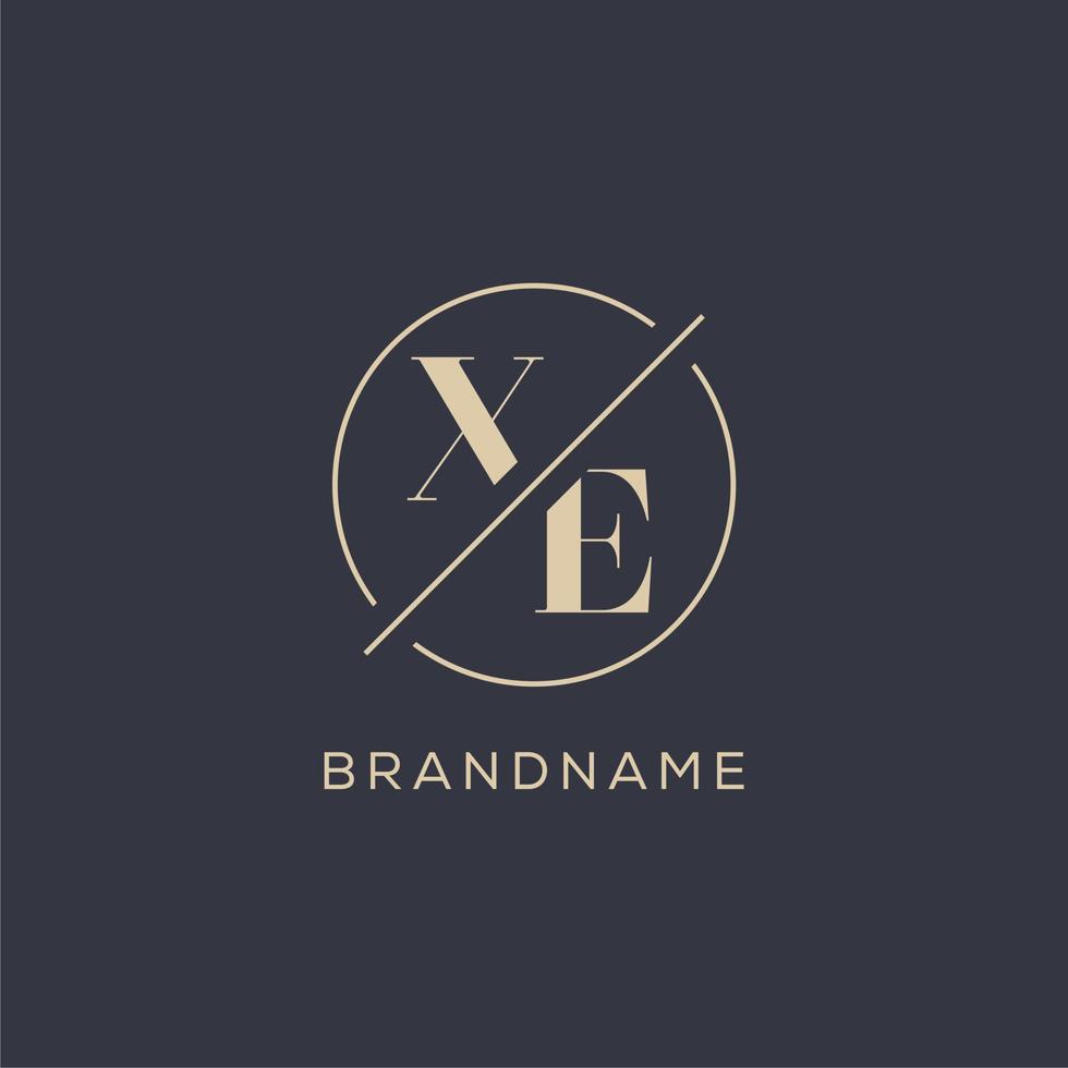 eerste brief xe logo met gemakkelijk cirkel lijn, elegant kijken monogram logo stijl vector