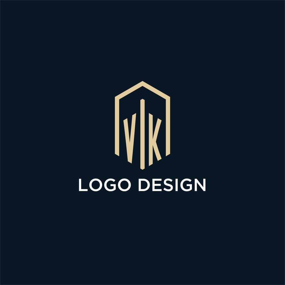 vk eerste monogram logo met zeshoekig vorm stijl, echt landgoed logo ontwerp ideeën inspiratie vector