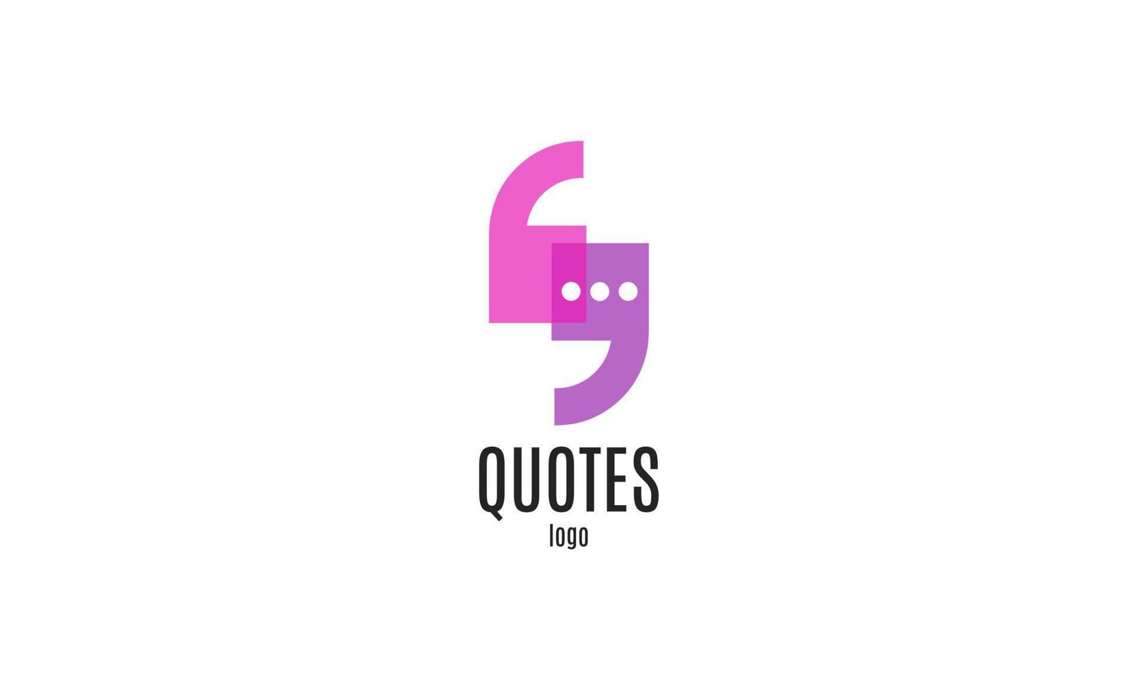 modern, gemakkelijk en schoon citaten logo ontwerp met modieus kleur vector