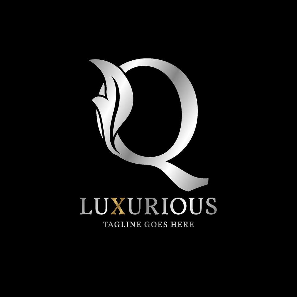 brief q luxueus blad eerste vector logo ontwerp element