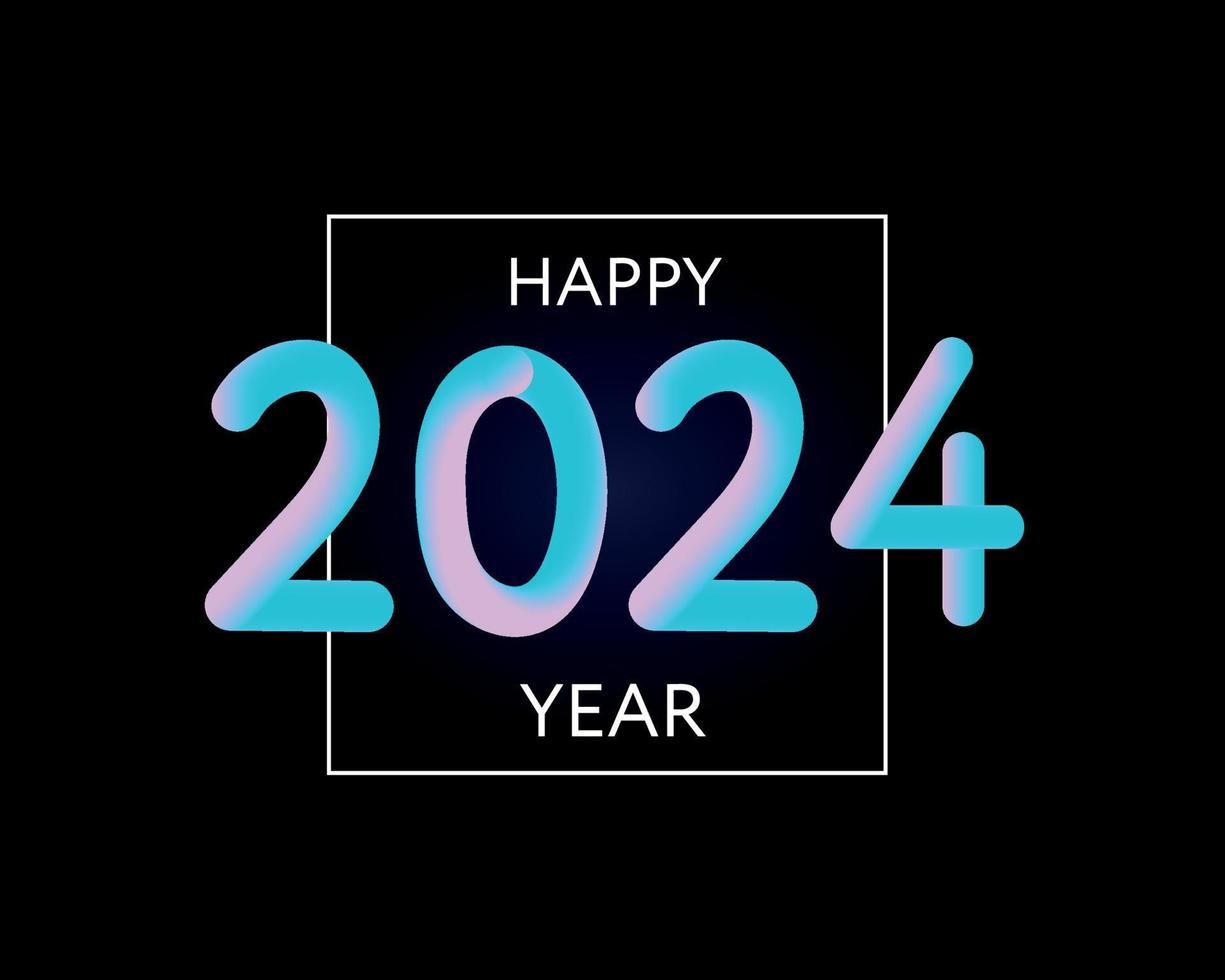 gelukkig nieuw jaar 2023 2024 toekomst metaverse neon tekst neon met metaal effect, getallen en futurisme lijnen. vector groet kaart, banier, felicitatie poster 3d illustratie. modern modieus elektronisch