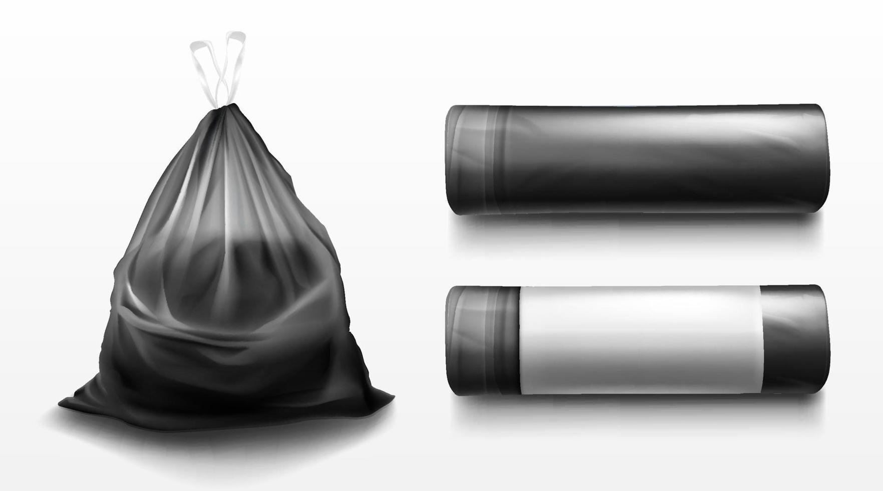 zwart plastic zak voor afval, vuilnis en onzin vector