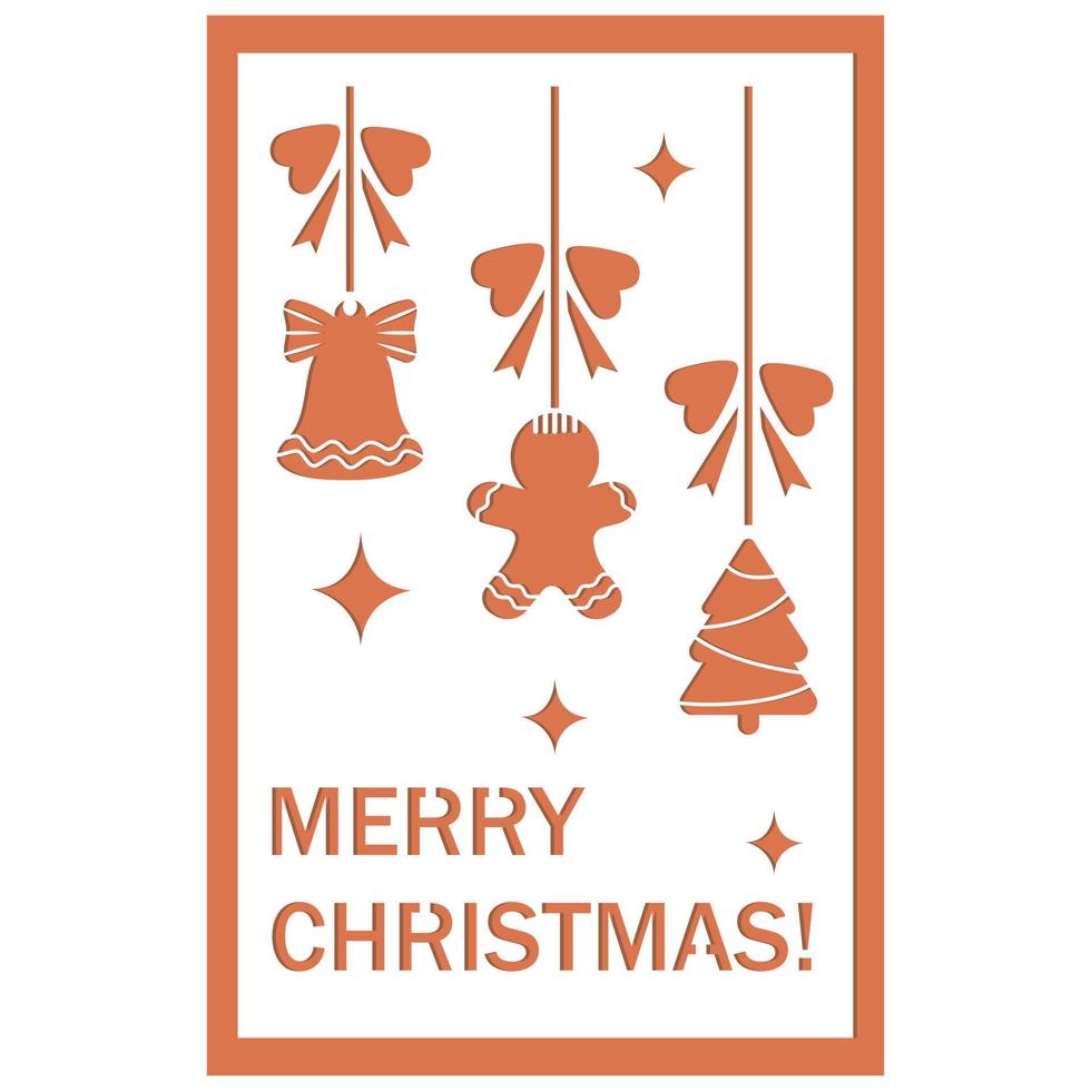 feestelijk 3d ansichtkaart in de stijl van papercut, met een Kerstmis slinger van gember koekjes, vector illustratie