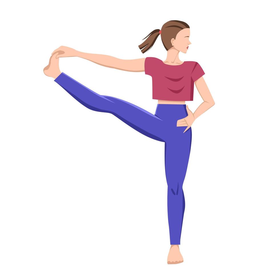 yoga. vector illustratie van een meisje in een houding hasta padangustasana vector illustratie Aan een geïsoleerd wit achtergrond.