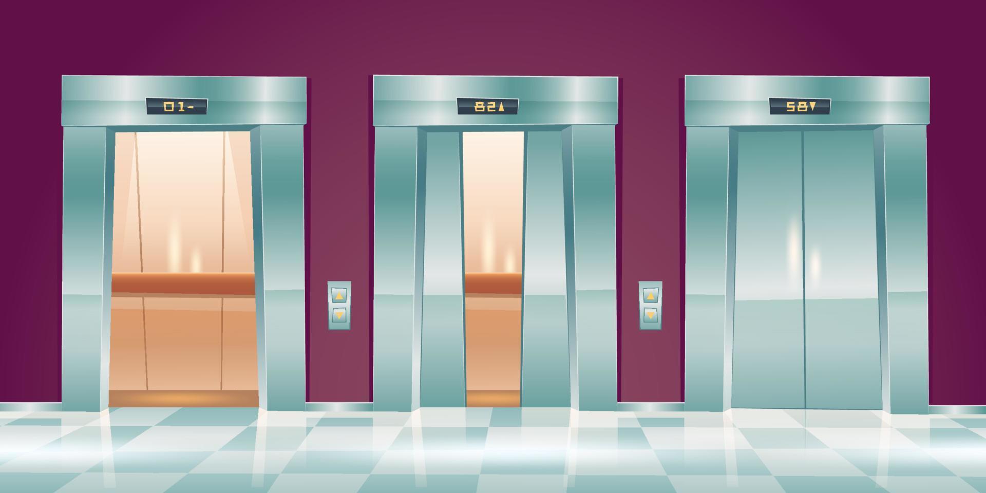 tekenfilm optillen deuren leeg vector lift hutten