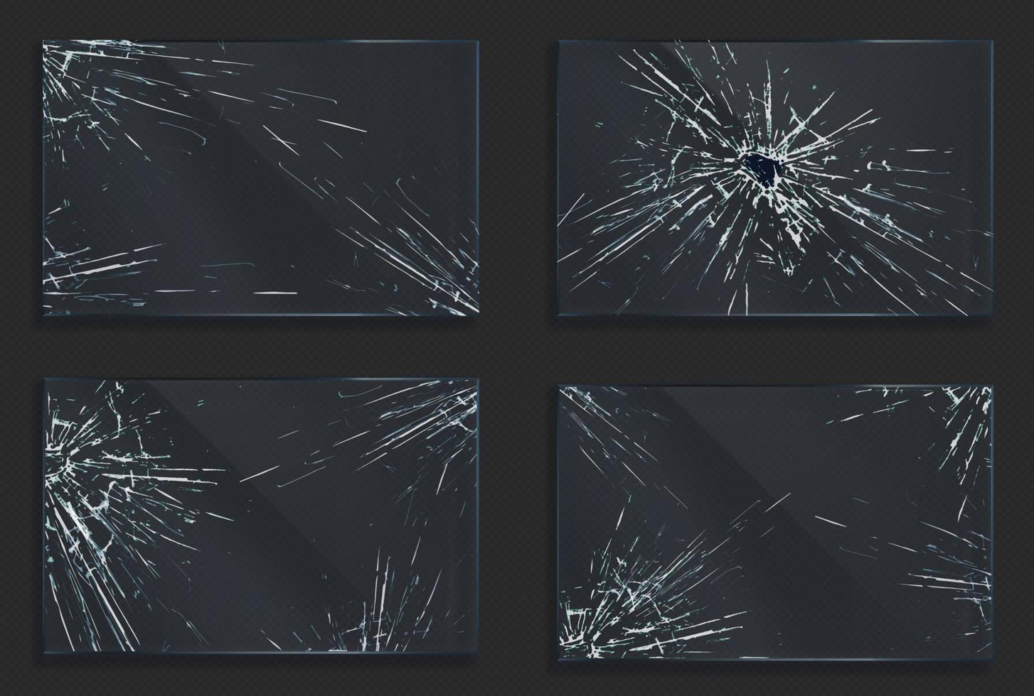 gebroken glas met scheuren en gat van gevolg vector