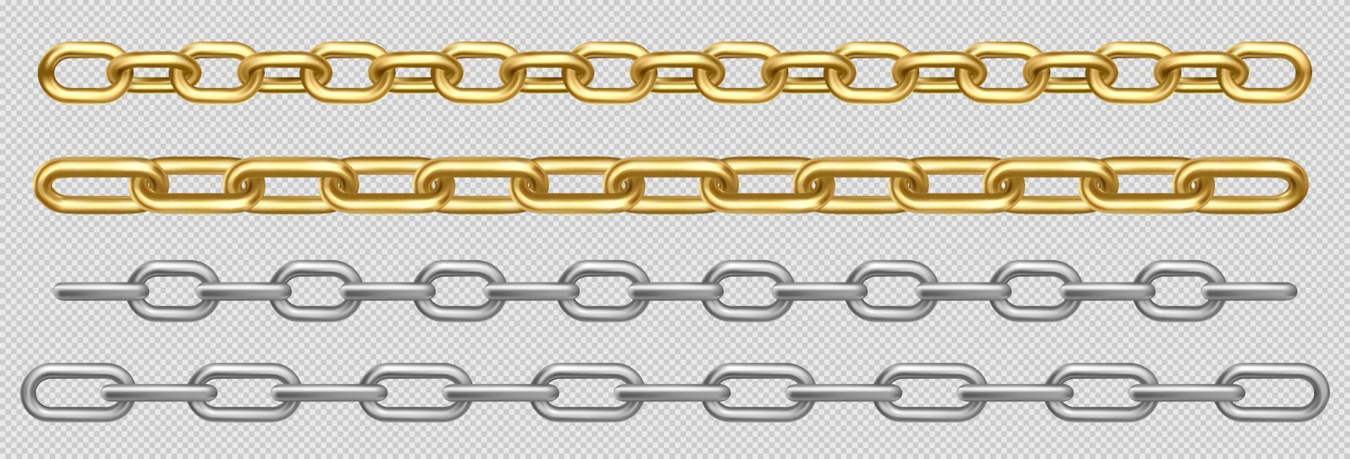 metaal keten van zilver, staal of gouden koppelingen reeks vector