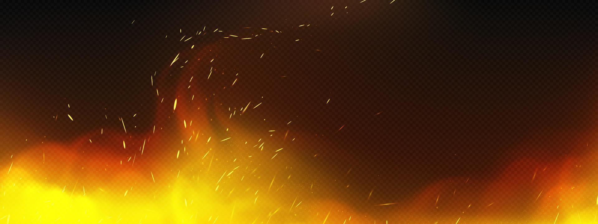 realistisch brand met rook en vonken achtergrond vector