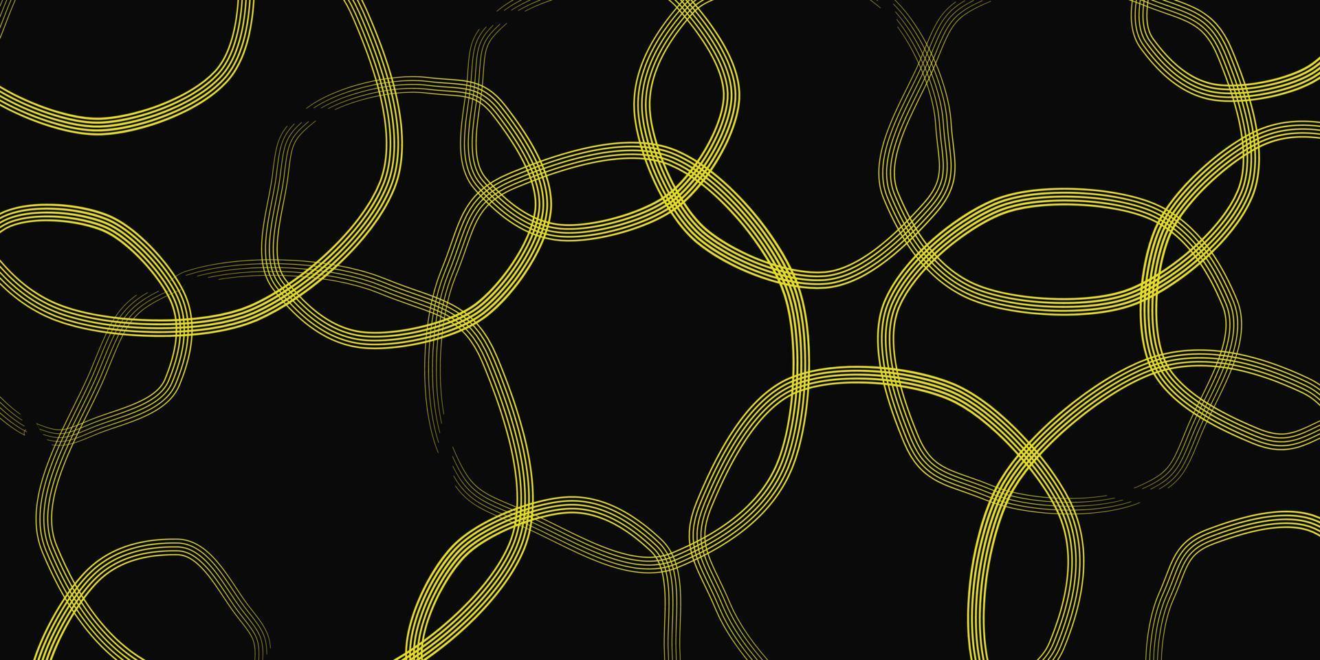 vector helder geel neon lijnen cirkels Aan donker achtergrond. abstract futuristische minimalistische meetkundig achtergrond. exclusief behang ontwerp voor poster, brochure, presentatie, website