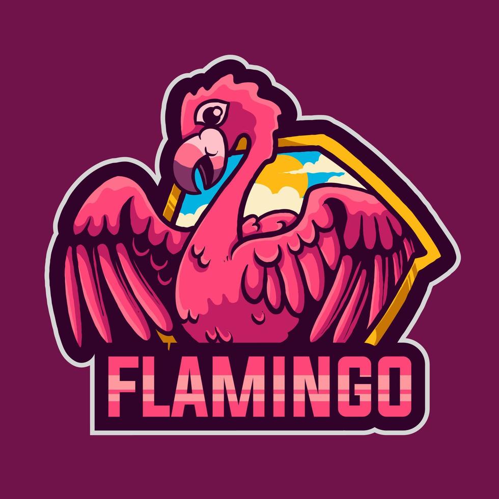 flamingo mascotte logo vector